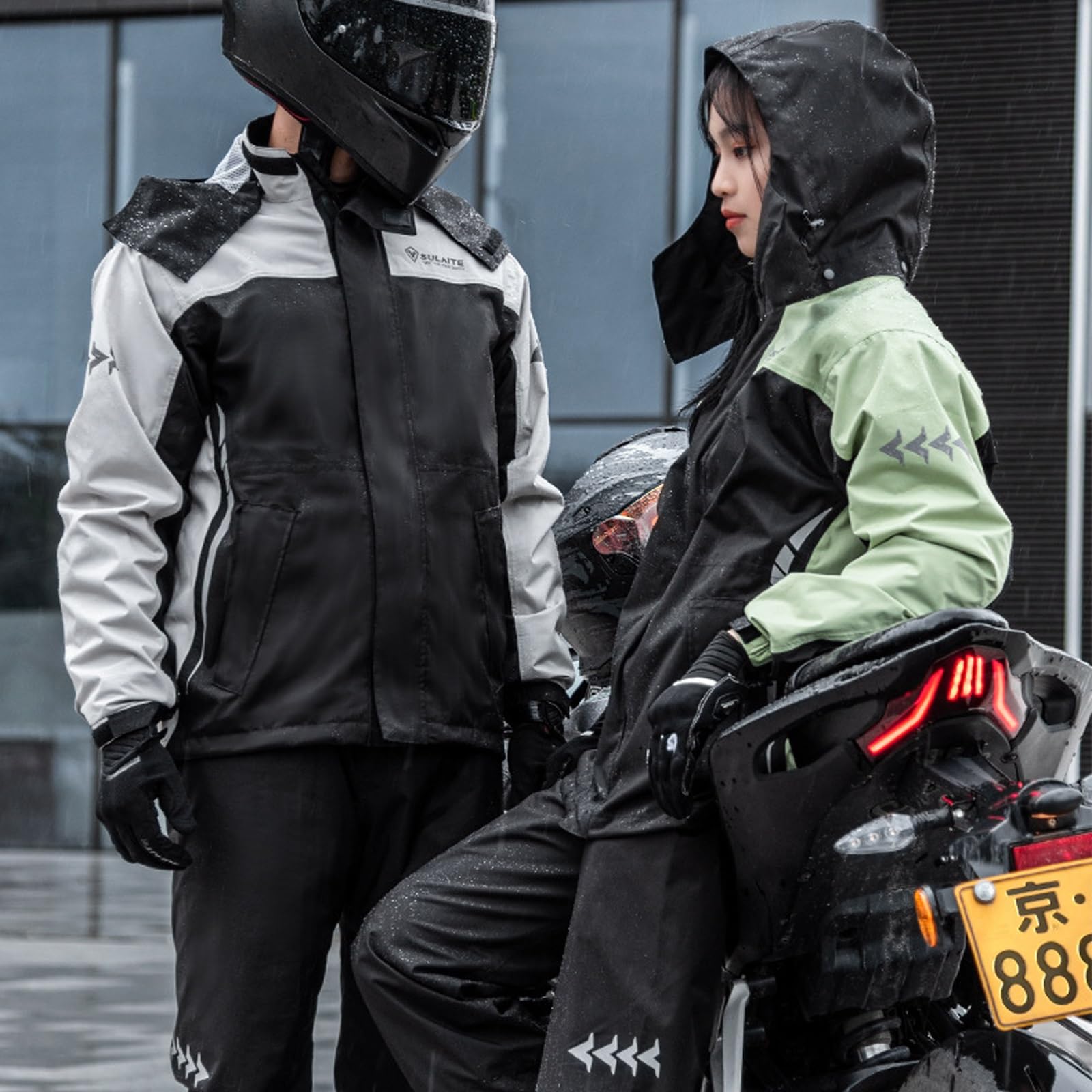 GeRRiT Regen-Set für Herren und Damen, wasserdicht, für Motorrad, Regenanzug, für den Außenbereich, reflektierend, Set aus Jacke und Hose, wasserdicht, 2-teilig, für Fahrrad, Reiten, Radfahren,