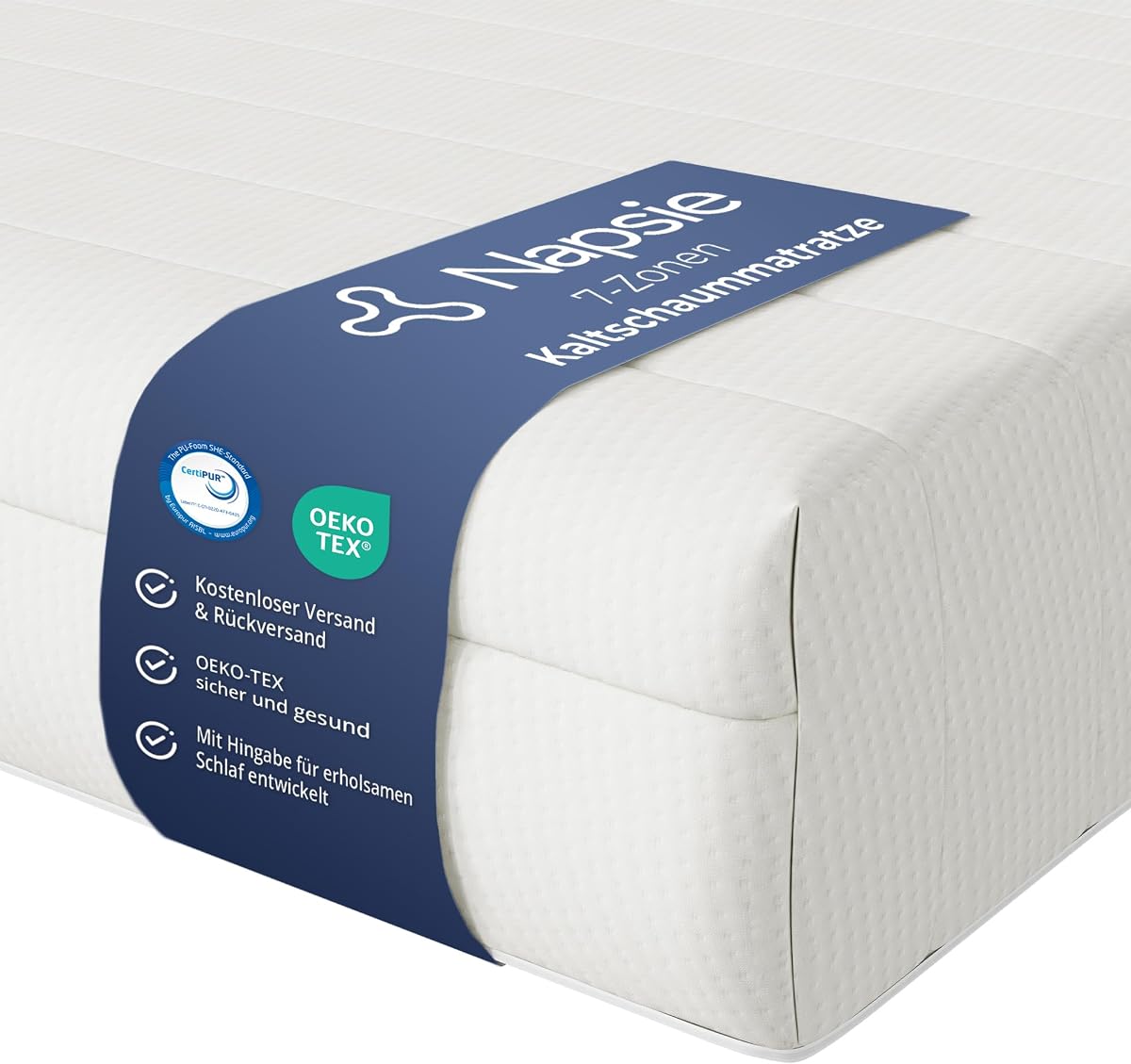 7-Zonen Matratze 100x200 cm | H3 Mittelfest | Ergonomische Kaltschaummatratze | Hypoallergen & Antibakteriell | Bezug abnehmbar & waschbar | Oeko-TEX® (16cm, 100 x 200 cm)