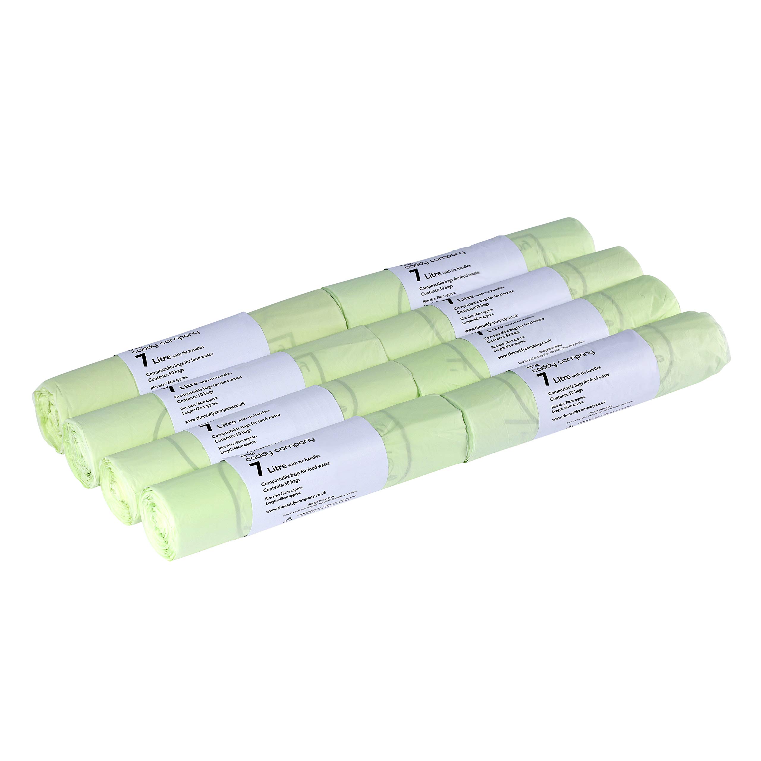 The Caddy Company 7L X 400 Tie Handle Compostable Kitchen Caddy Liners - Food Waste Bin Liners - En 13432-7 Litre Bags