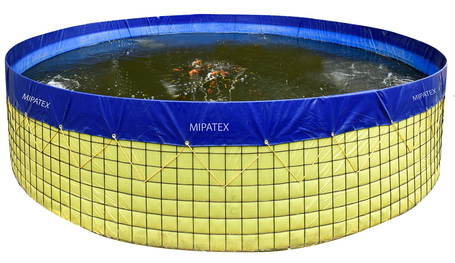 Mipatex 650 GSM PVC Biofloc Fish Tank 3m, 7500ltr - Round Tarpaulin Sheet Aquaculture Farming, with Protection Cover (Blue)