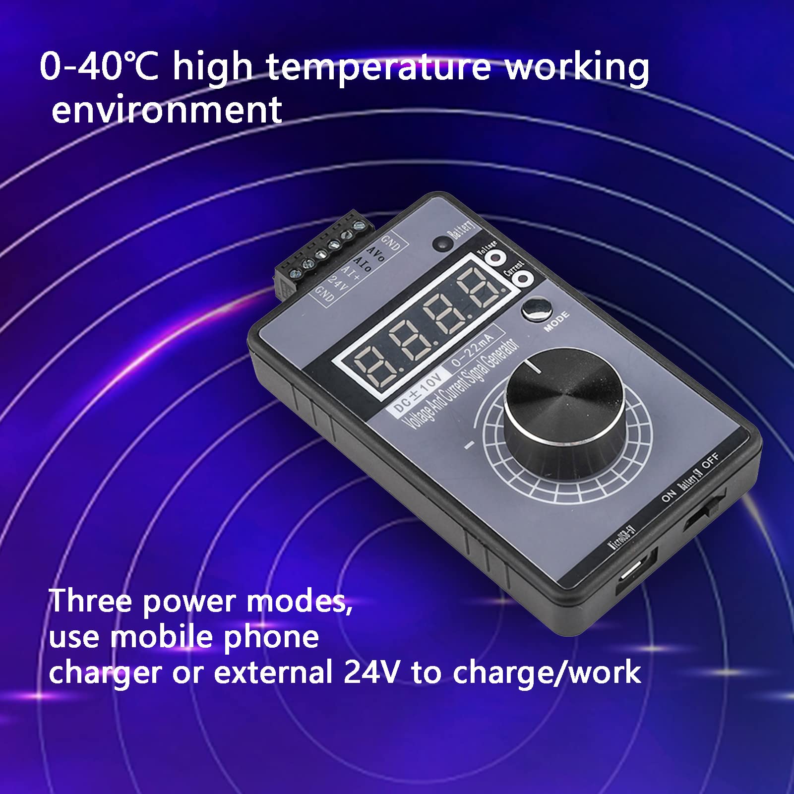 Generator sygnału napięciowego, przenośny generator sygnału 0-5 V, 0-10 V, 4-20 mA, z wyświetlaczem LED, analogowy kalibrator źródła sygnału, ręczny generator sygnału, regulowane napięcie,