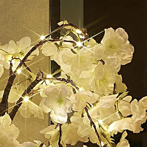 Miniatura 9 de LITBLOOM Árbol de aliento de bebé iluminado de 18 pulgadas, 30 luces LED con temporizador, funciona con pilas o enchufe USB, árbol bonsái con luces