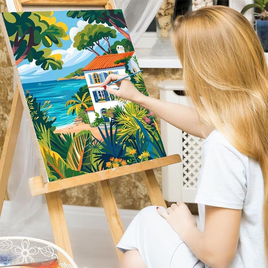 Cuadros con números de árbol para decoración de pared salón pintura acrílica adultos DIY 7