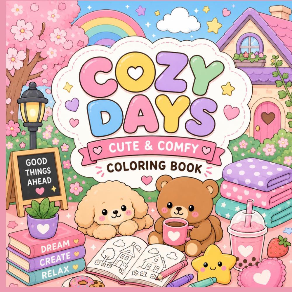 Cozy Days: Cute and comfy coloring book