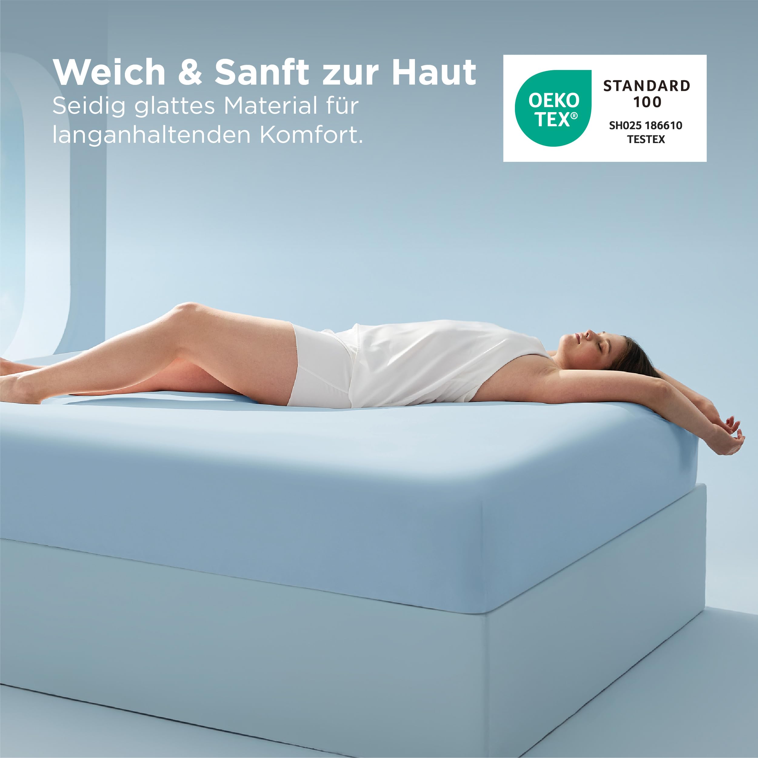 Bedsure kühlendes Spannbettlaken kühlende Bettlaken - 140x200cm+40cm, Blau