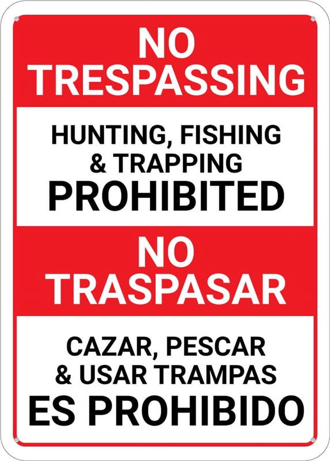 Peiyeety A10 No Trespassing Bilingual Posted Private Property Sign Outdoor Signs Aluminum 12X8 Inch Uv Ink Printed For House And Business