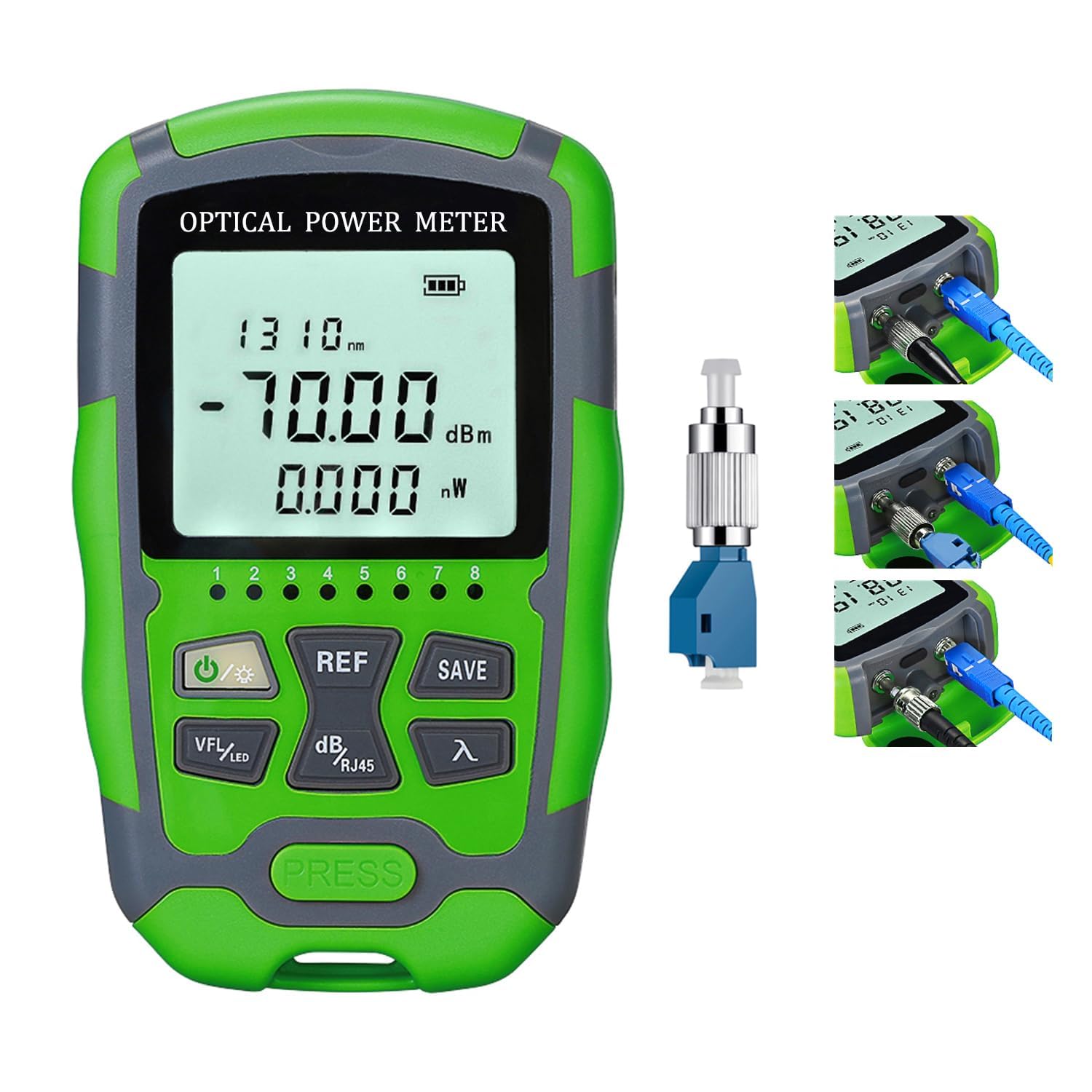 Duogalia Fiber Optic Tester Fiber Light Power Meter FC/SC/ST Universal Interface Built-in 10Km Visual Fault Locator (OPM&VFL) with 1pc FC to LC Adapter-image-38