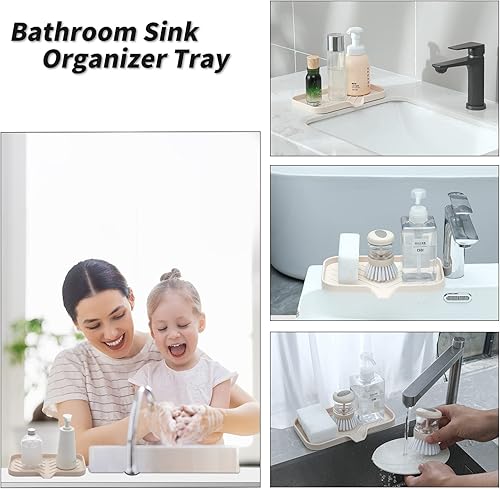 Vista 102 de Jaboneras de baño de silicona con boquilla de drenaje, organizador de fregadero de baño y cocina, soporte para esponja, bandeja de jabón para Gris