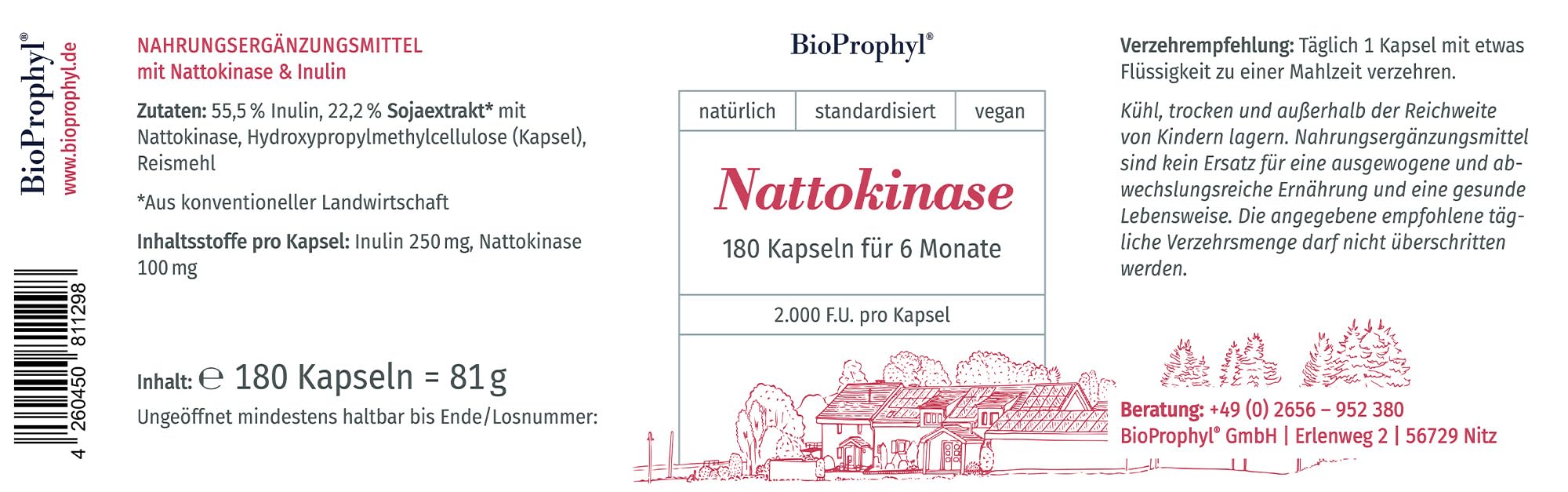 Nattokinase - 2.000 FU - 100 mg Nattokinase - 180 vegetarische Kapseln