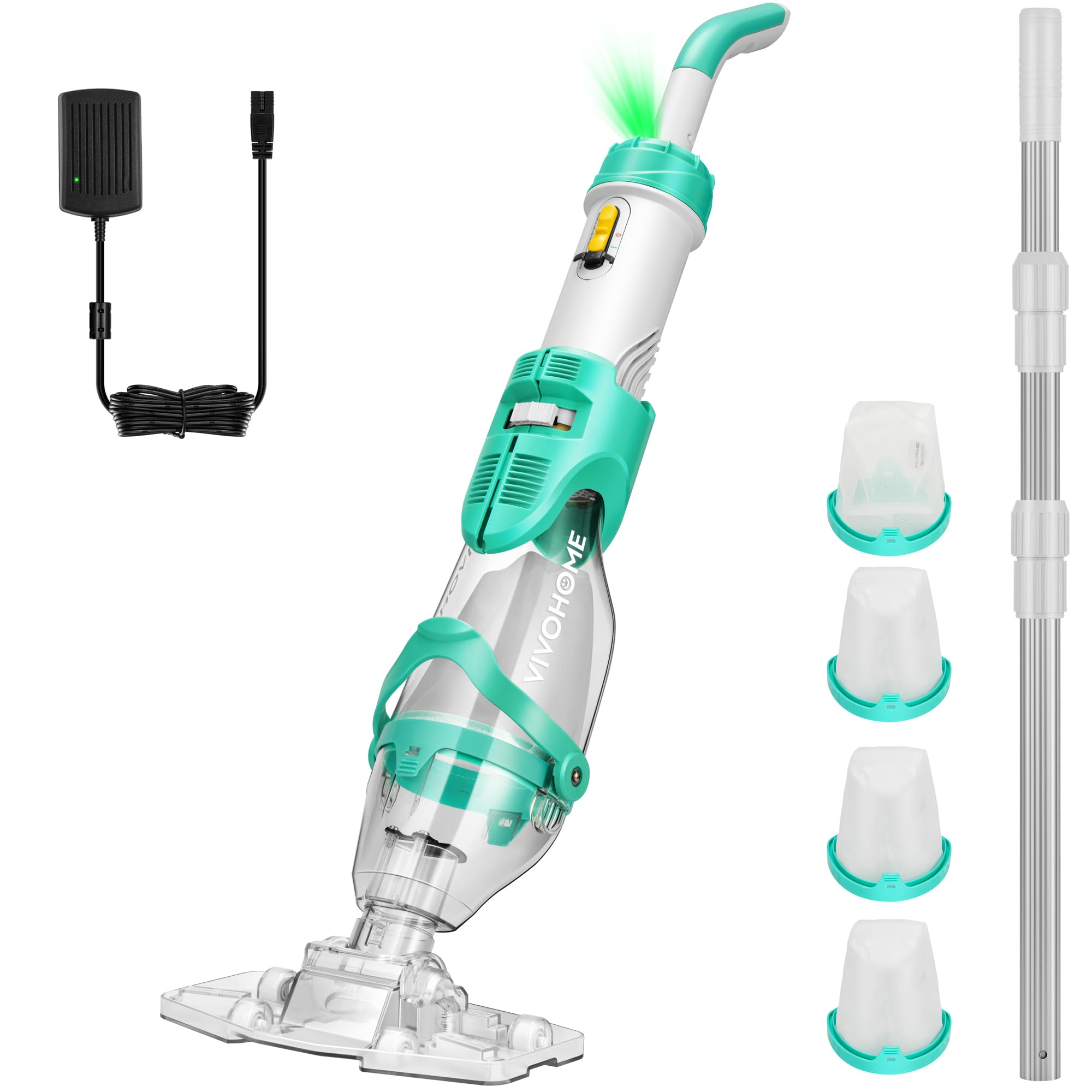 VIVOHOME 250cm Aspirador de Piscina Inalámbrica con Succión Fuerte de 4300LPH, Limpiafondos Piscina Autonomía de 75 Minutos para Piscinas Spas y Jacuzzis