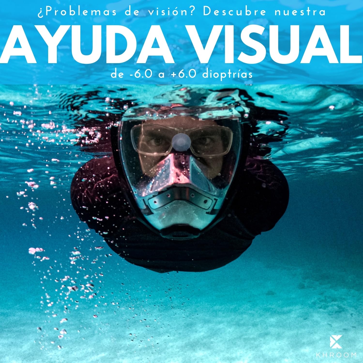 Khroom Máscara Snorkel Adulto Seaview Pro | Nuestra Mejor máscara de Buceo | Máscara Facial Completa Segura de CO2 para Snorkeling |Mascarilla Facial Completa también para niños