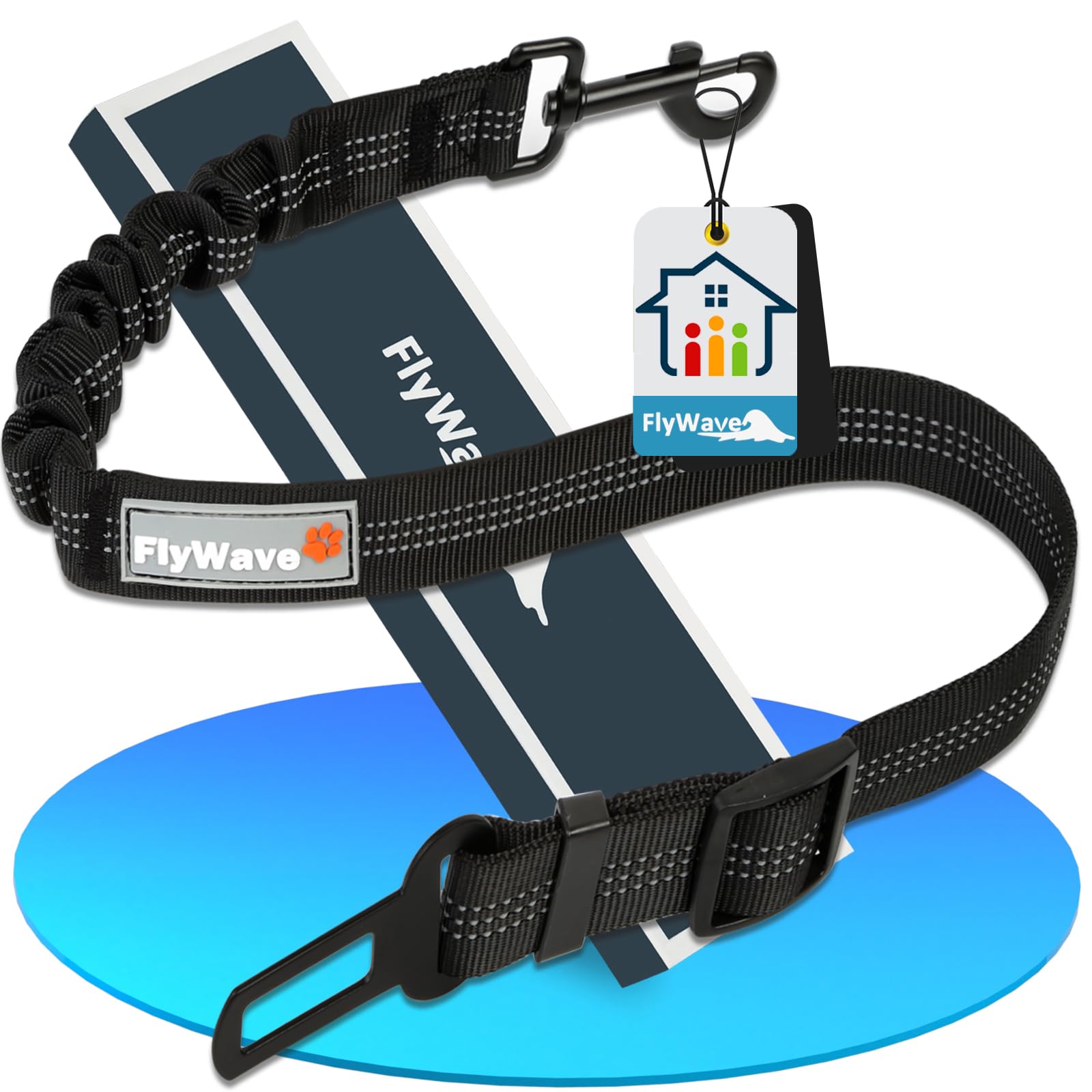 FlyWave Ceinture De Sécurité pour Chien Voiture - Réglable, Universelle et Robuste - Pour Tous Types De Chiens | Fermoir en D