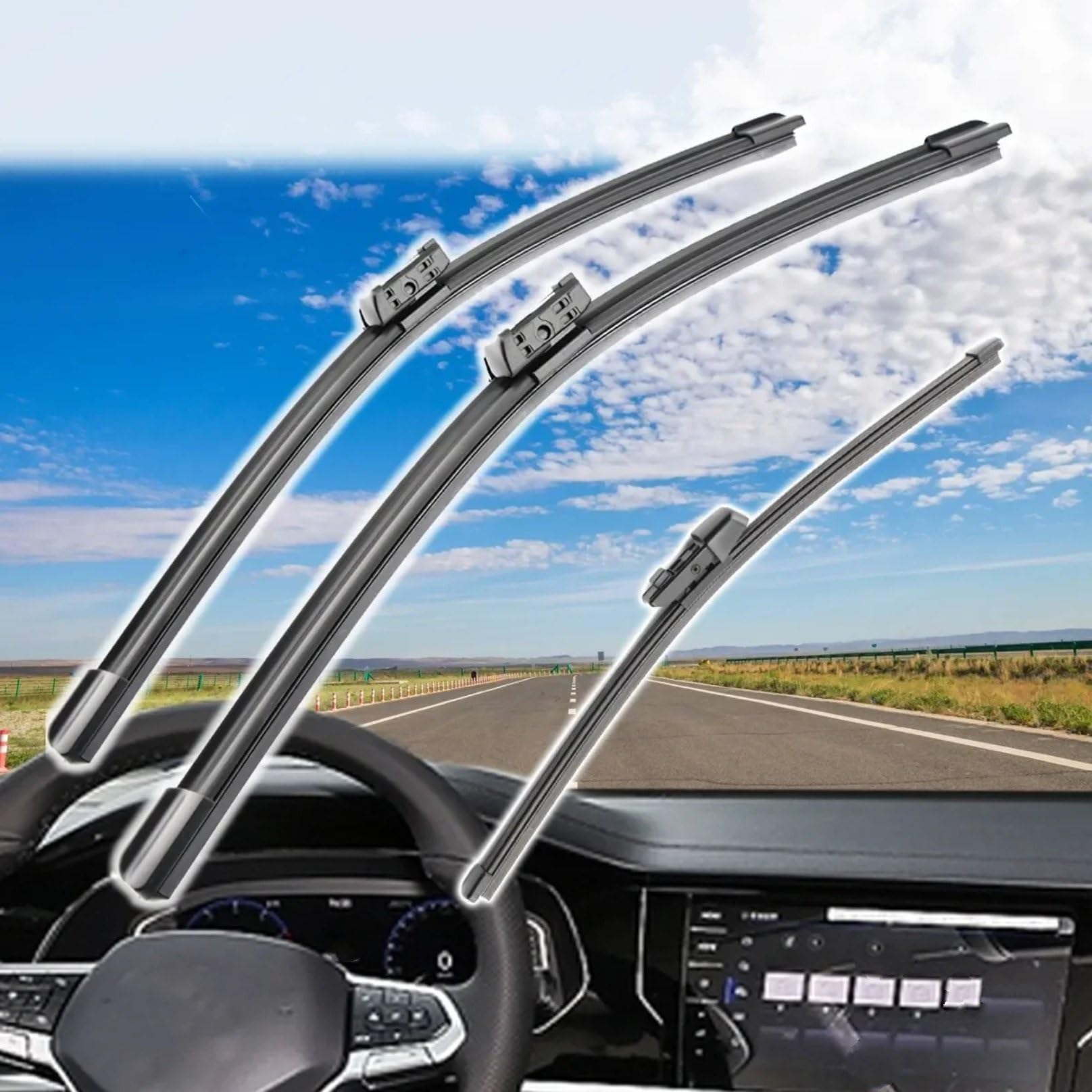 Limpiaparabrisas Compatible con VW para T-ROC | 2017 2018 2019 2020 Escobillas Limpiaparabrisas Delanteras Y Traseras De 26", 20" Y 13"