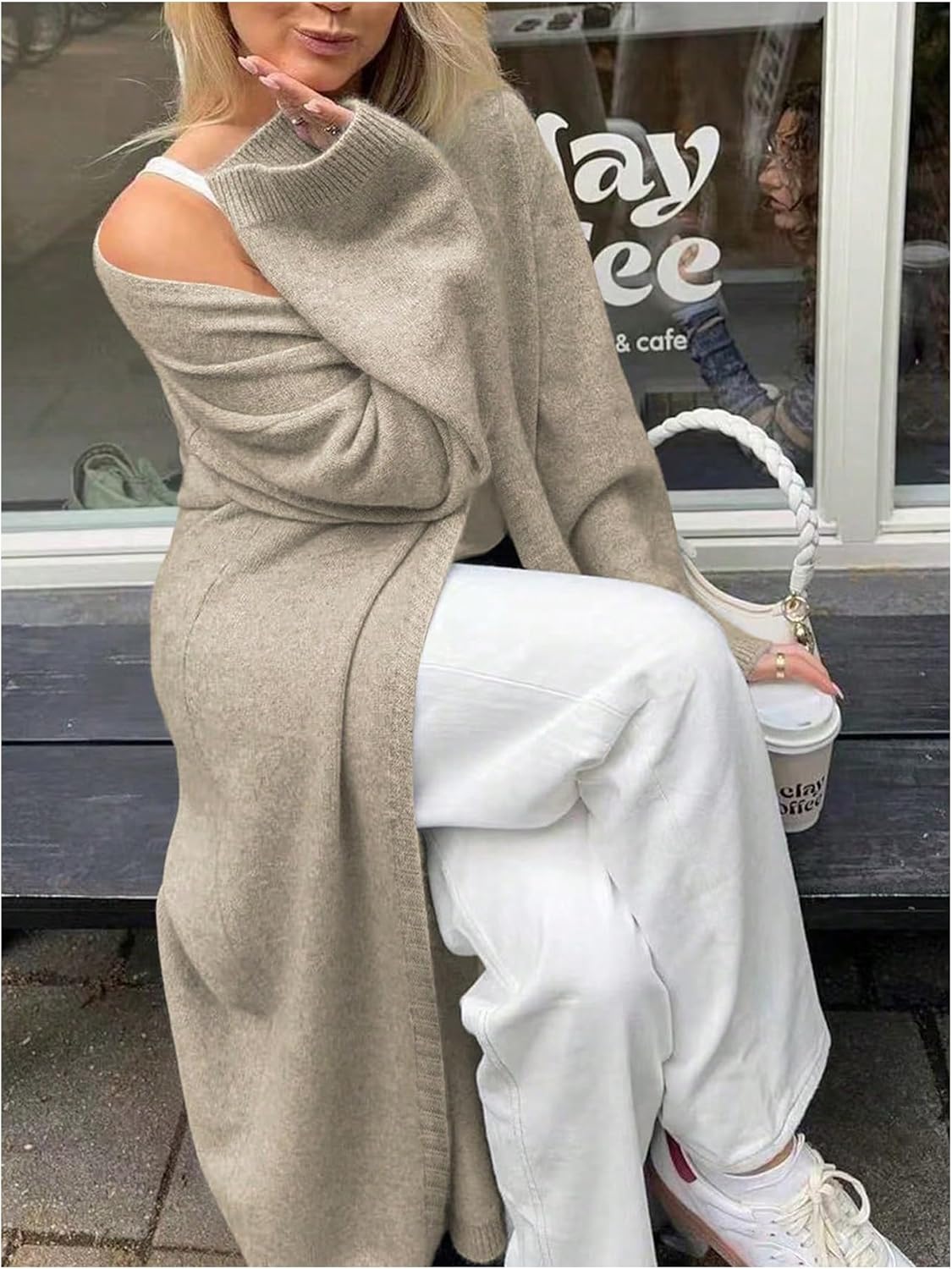 WDIRARA Women's Open Front Cardigan Sweaters Long Sleeve Chunky Knit Outerwear - Image 4