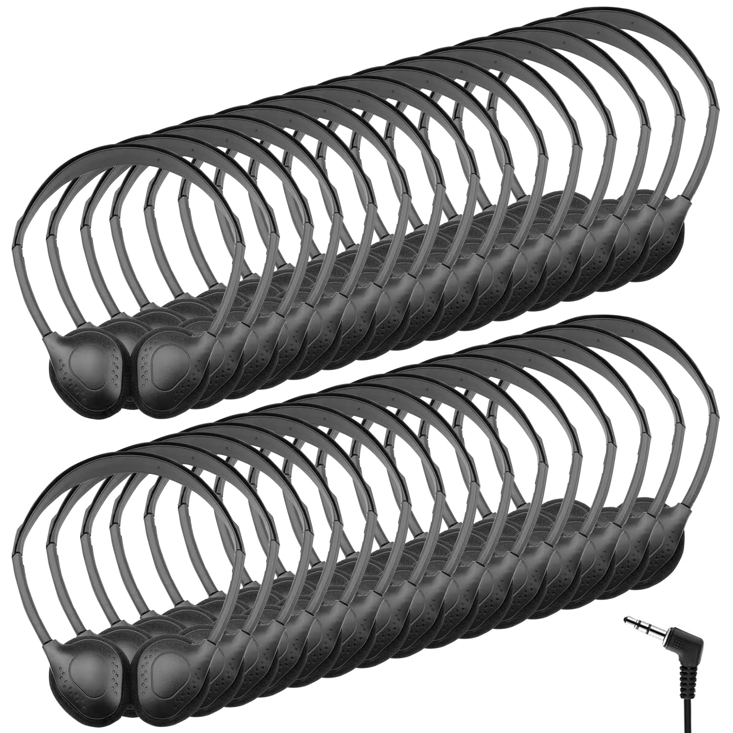 Anrgterg 30 Pack Classroom Headphones for Kids, Bulk Headphones for Classroom Wired Over The Ear Headphones Adjustable with 3.5 mm Jack for School Library Student Children