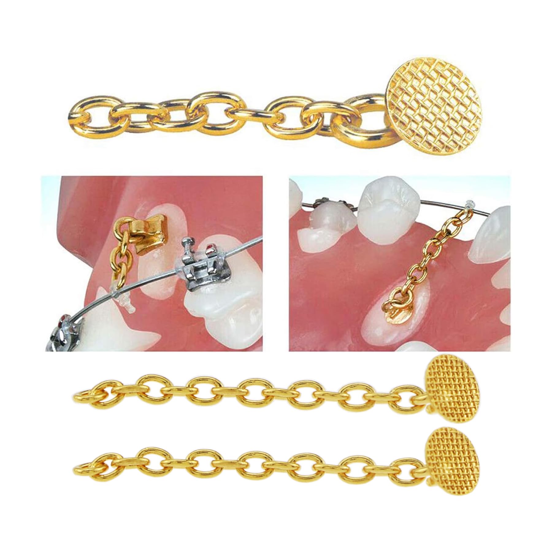 10 Pcs 24K Plated Gold Traction Chain Lingual Buttons Chain