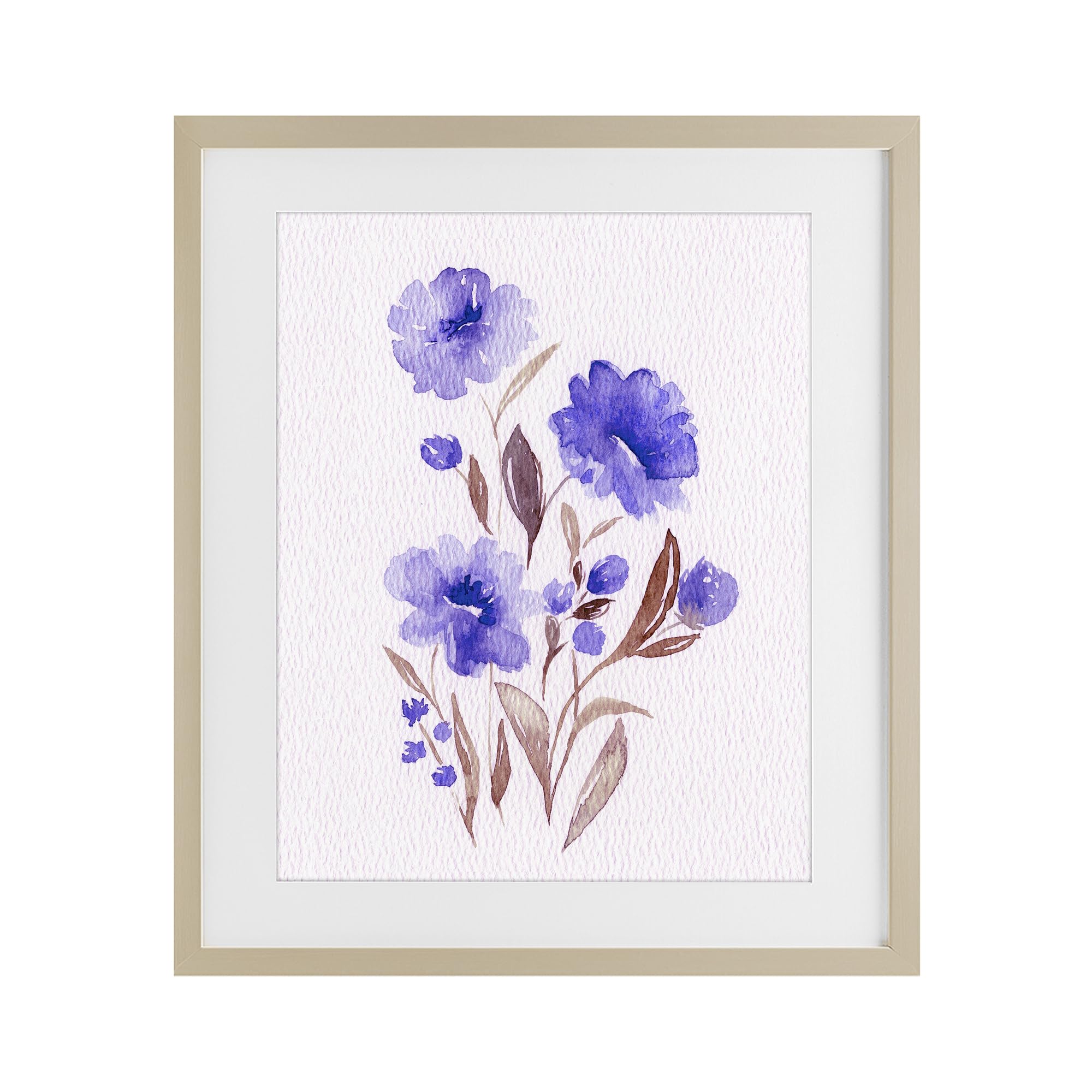 'Watercolor Purple Blossoms'| Framed Print Under Glass