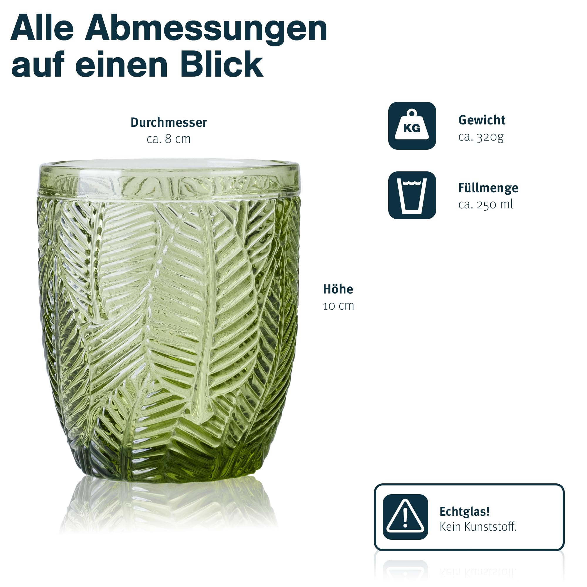 Norqvist Trinkgläser Set bunt - Gläser Set - Wassergläser farbig, Saftgläser - 6er Set 250 ml - Spülmaschinengeeignet - Modernes Design mit Mustern