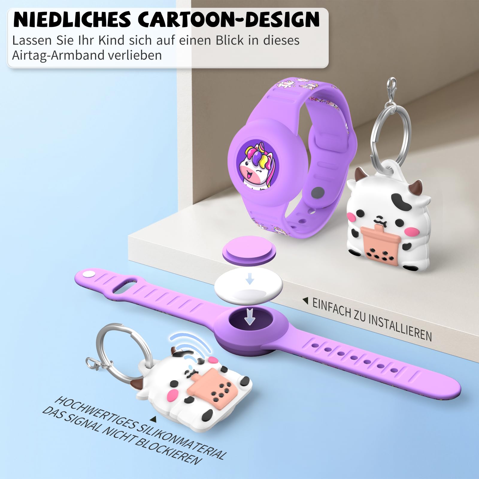 Coque En Silicone Pour AirTag (2021) – Protection Fine Et Légère – Rose – Avec Porte-clés Solide