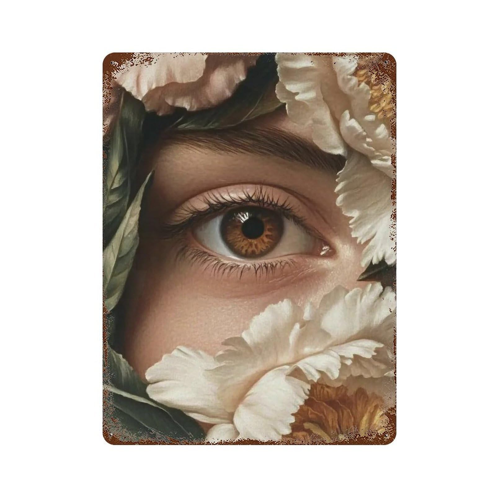 YHGERTKU Flower Veiled Eye 04 Wall Art Retro Iron Vintage Metal Tin Sign Poster Modern Decor for Living Rooms Gift 40x30cm