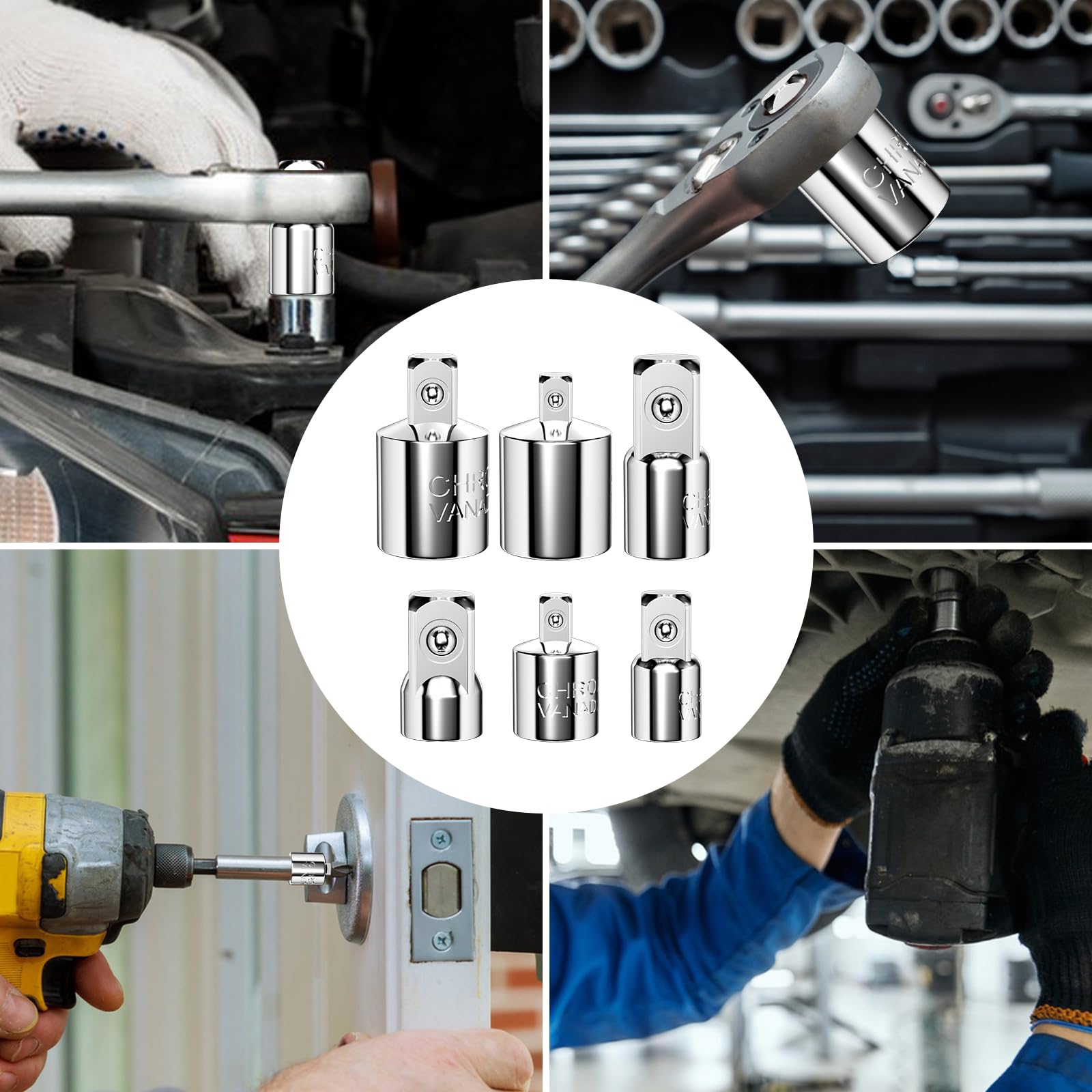 Lectorias zestaw 6 adapterów nasadowych, Adapter do kluczy nasadowych, adapter klucza udarowego