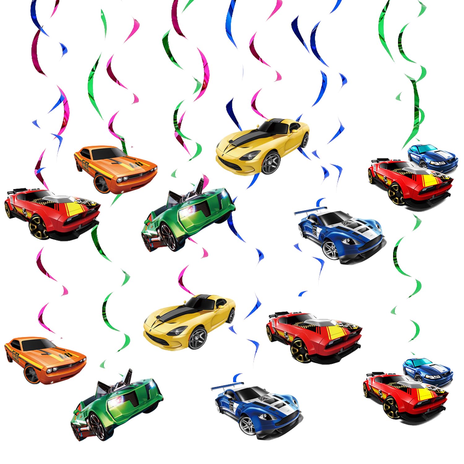 24pcs Racing Hanging Swirl Party Decoration,Hot Car Party Supplies, Suitable for Racing car Party Decoration Supplies (Multicolor)