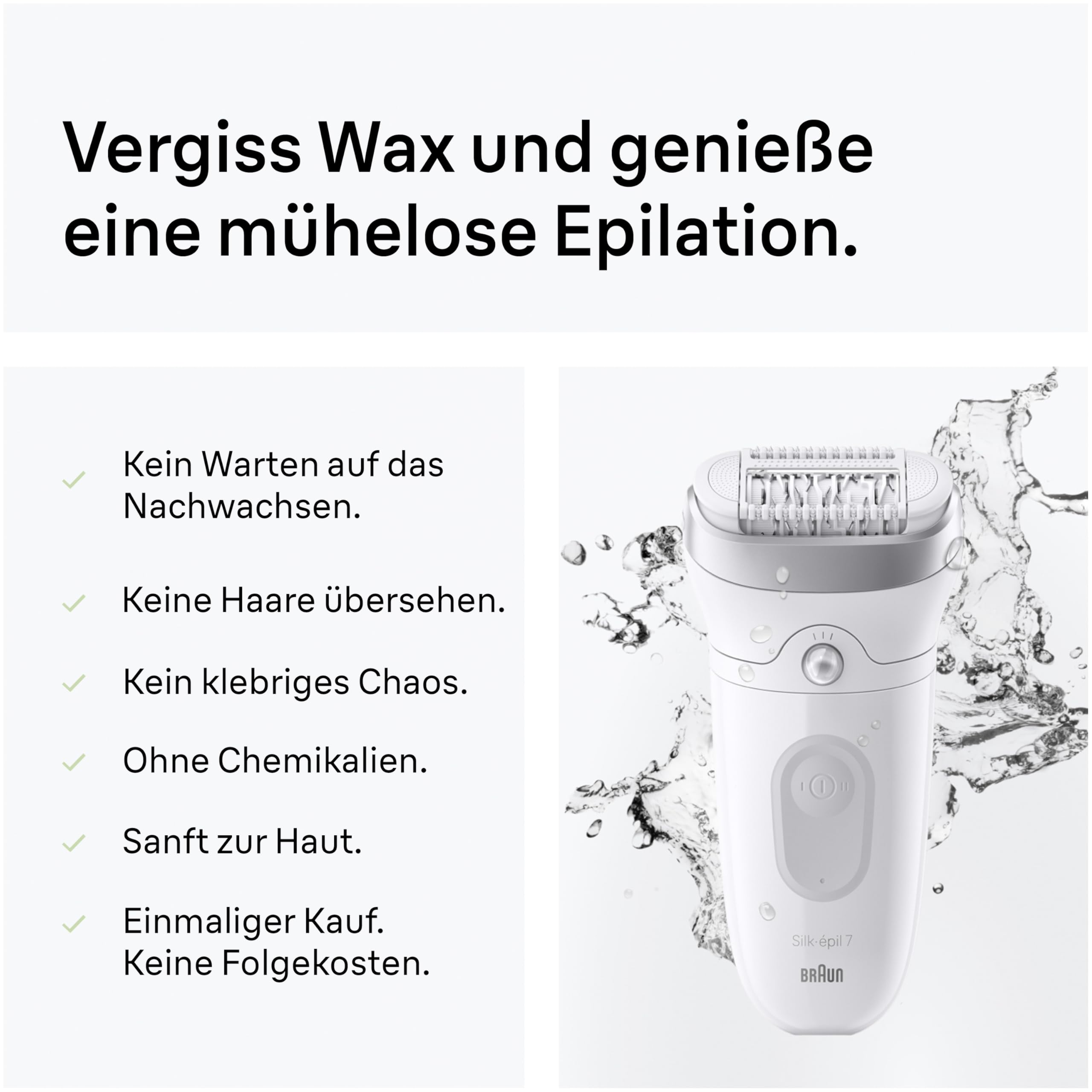 Braun Silk·épil 7 Epilierer Damen Nass & Trocken Breiter Kopf 7-441 Silber