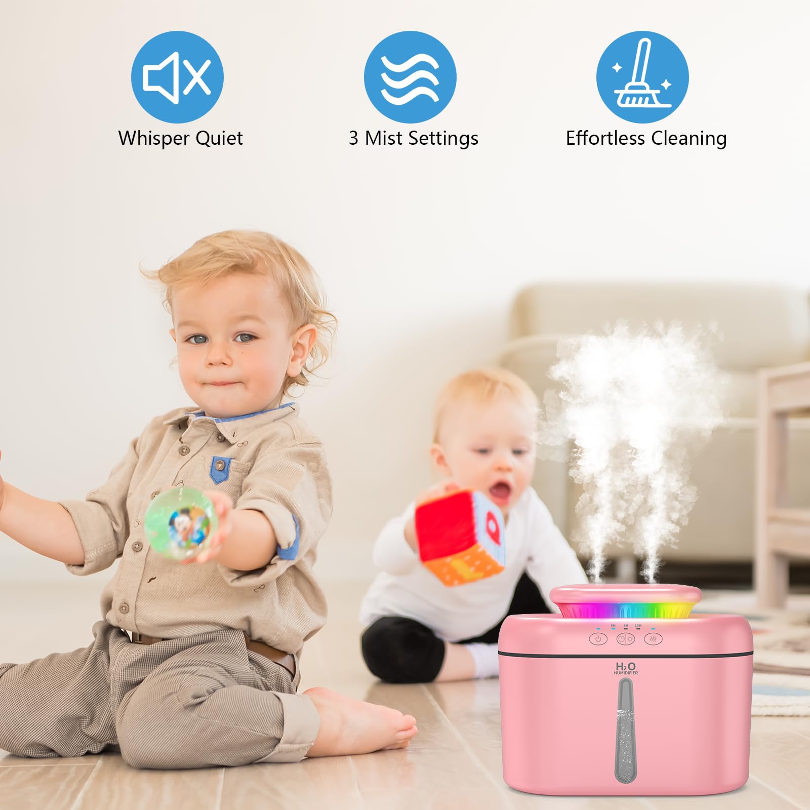 Luftbefeuchter schlafzimmer 2L air humidifier raumbefeuchter baby pflanzen humidifier for bedroom vernebler luftbefeuchter kinderzimmer for plants Ruhig 28dB,Benötigt Stromanschluss zum Betrieb.