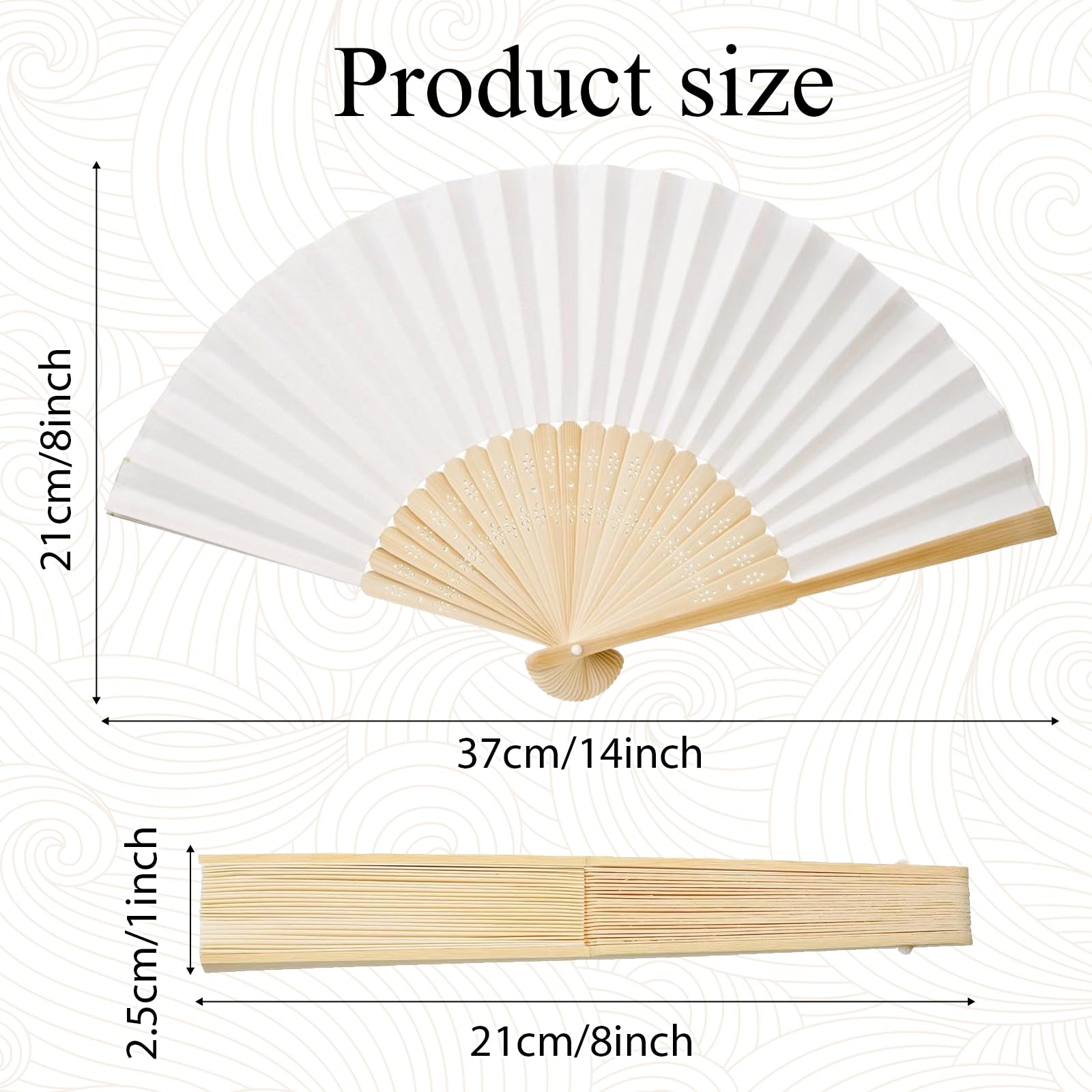 6 Pièces Eventail Blanc Manche pour Mariage et Fête - Bricolage Cadeaux, Décoration Murale, Eventail Papier Pliants Personnalisable