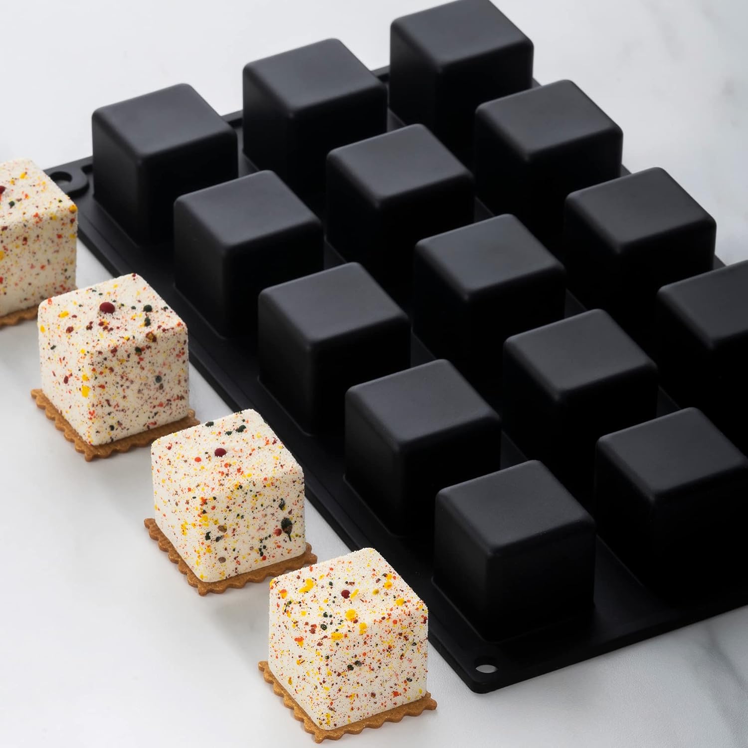 Pavoni PX3220 Pavoflex Silicone Baking Mold Freezing Mould with 15 Cube40Time Cavities, Each 1.34 Inch x 1.34 Inch x 1.34 Inch