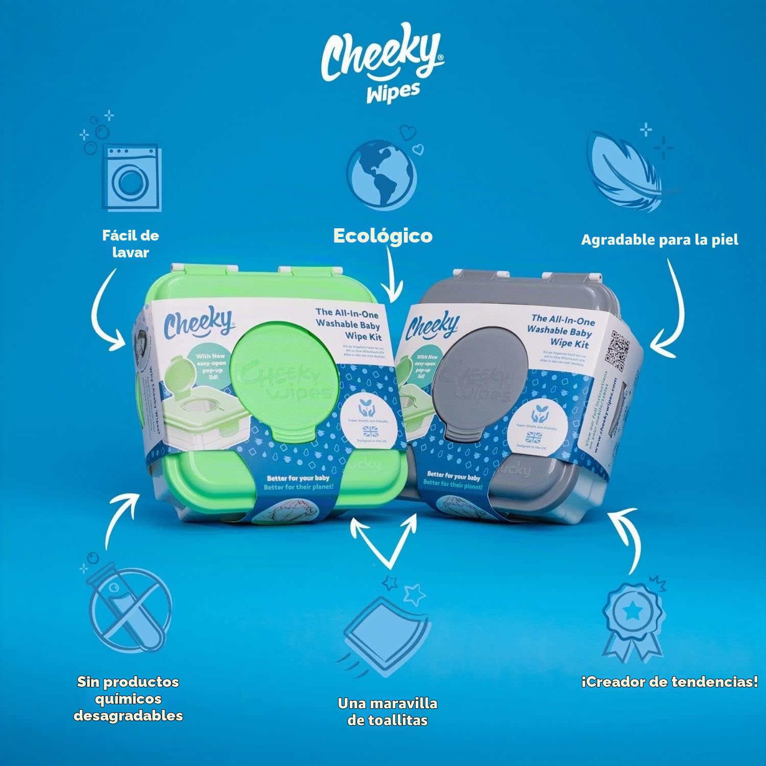 Cheeky Baby Wipes Washable Wipes Kit White by Cheeky Wipes