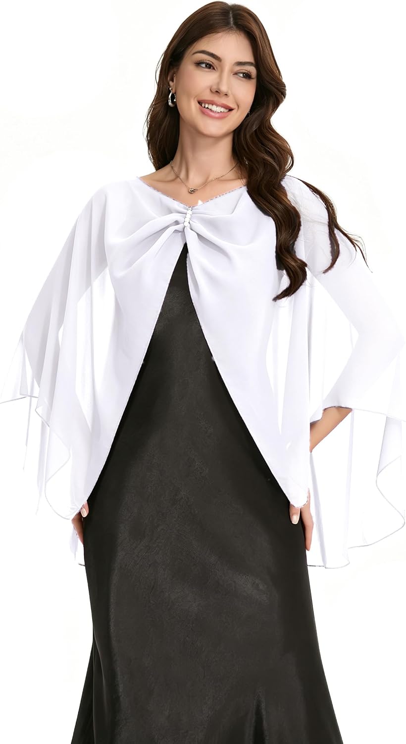 Sheer Shawls and Wraps for Evening Dresses Chiffon Capes for Women Soft Wedding Cover Up