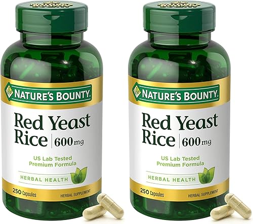 Miniatura 8 de Natures Bounty Píldoras de arroz de levadura roja y suplemento de salud herbal aditivo dietético 600 mg 120 cápsulas paquete de 2