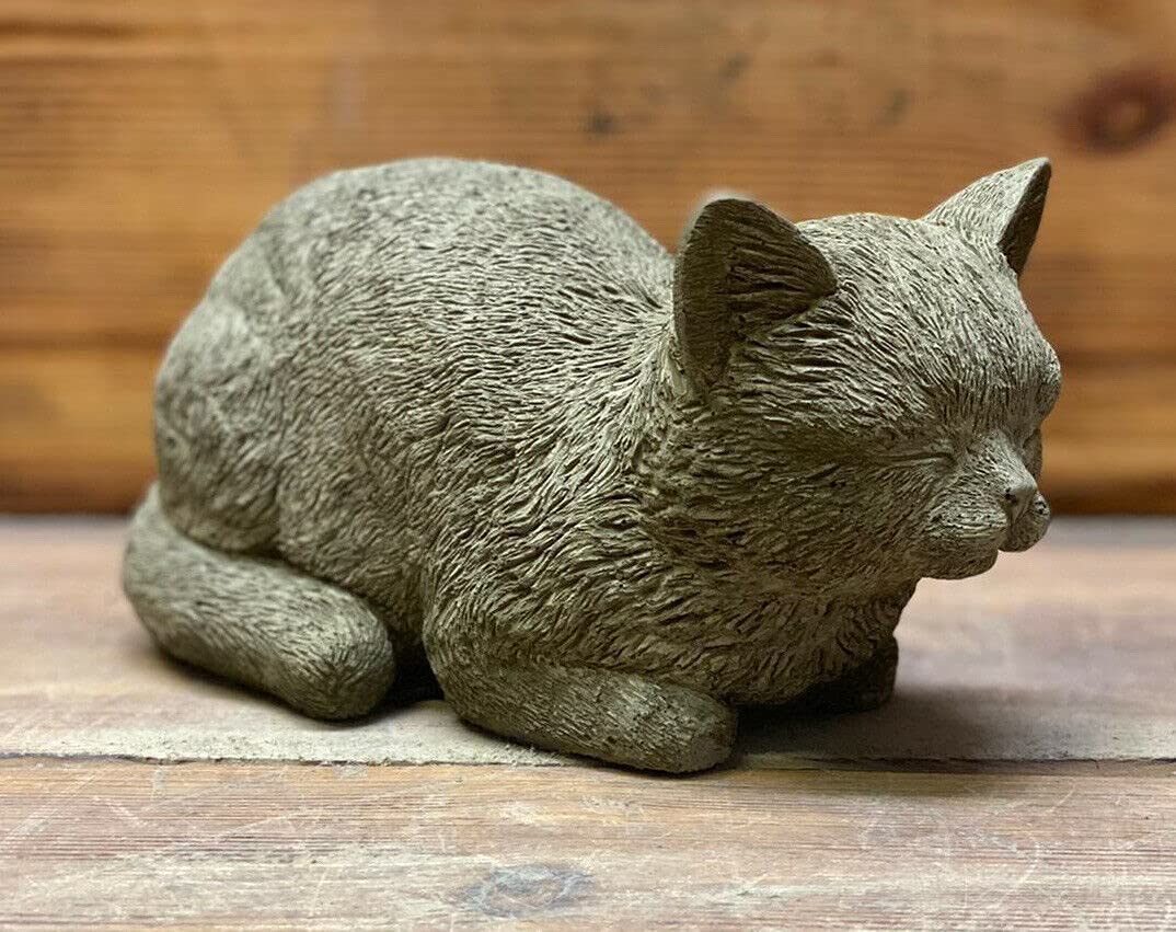 J And L Stone Ornaments Grey Stone Garden Small Sleeping Cat Kitten Memorial Statue Gift Ornament