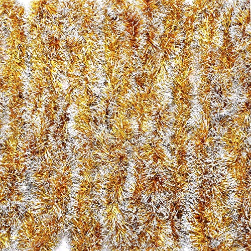 66 Feet 2 Pieces Christmas Tinsel Garland Metallic Christmas Tree Garland Shiny Party Tinsel Garland Hanging Decorations For Christmas Tree Wedding Birthday Party Supplies (Gold And Silver) #TOP6