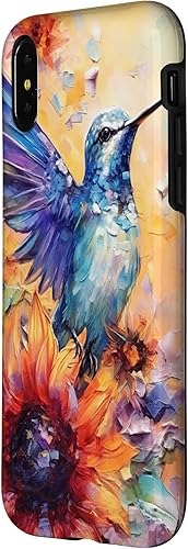 Miniatura 5 de Funda para iPhone 14 Colorful Watercolor Sunflower Nature Purple Blue Hummingbird