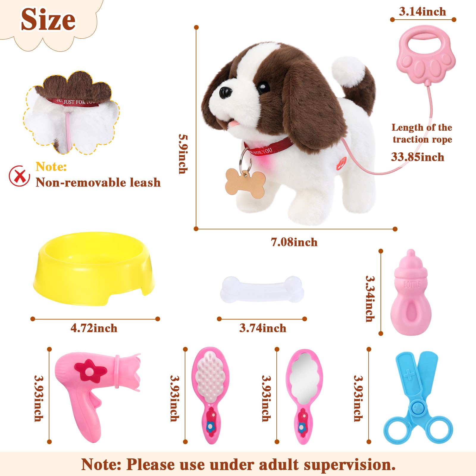 Juguete interactivo de peluche para cachorros, ladridos, grabación, con juego de aseo