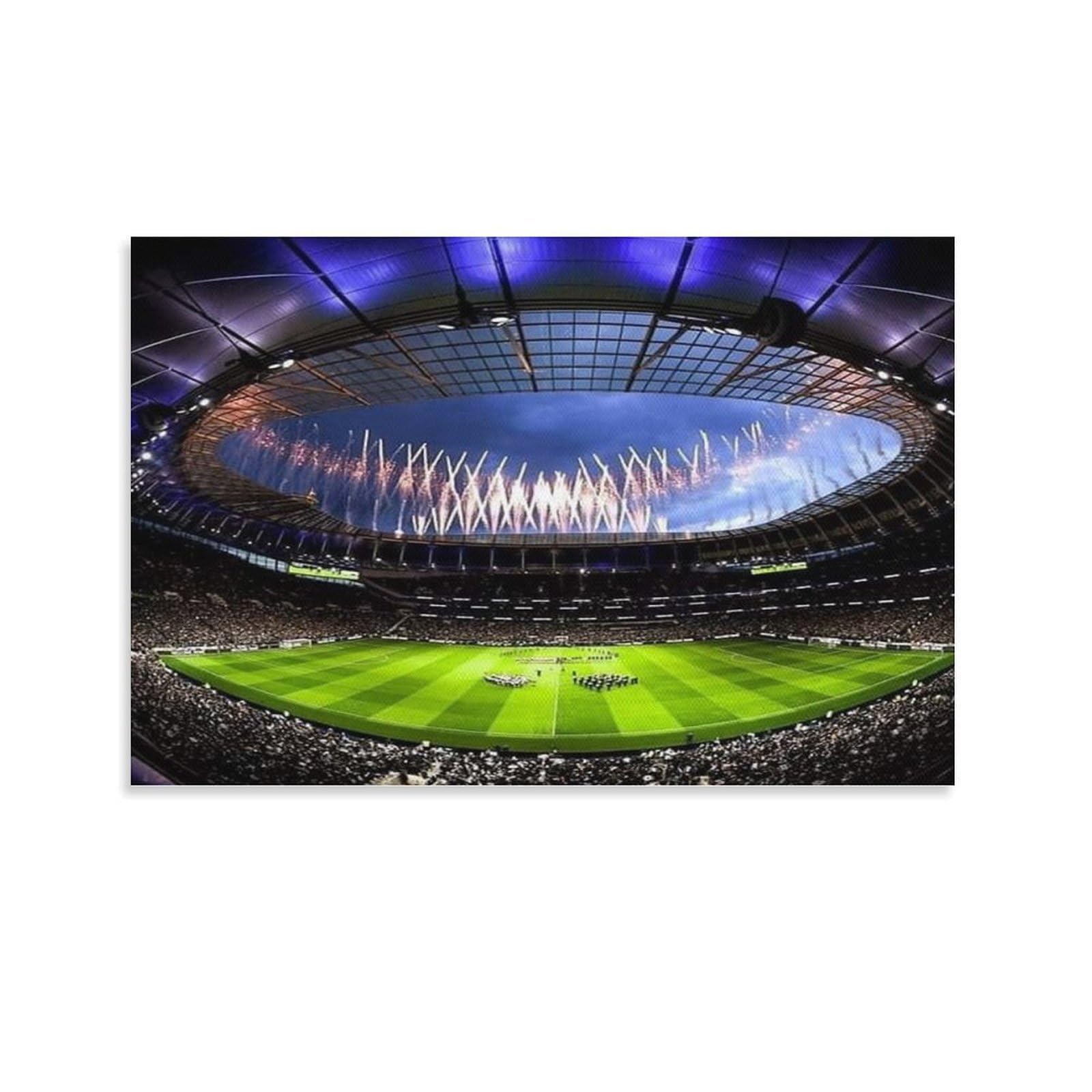CPLVKWRQJ Stadium Fireworks Show Single Piece Bright Lit Football Stadium Full of Spectators Canvas Wall Hanging - Nursery Space Saving Removable Ready to Hang Decor 08x12inch(20x30cm)