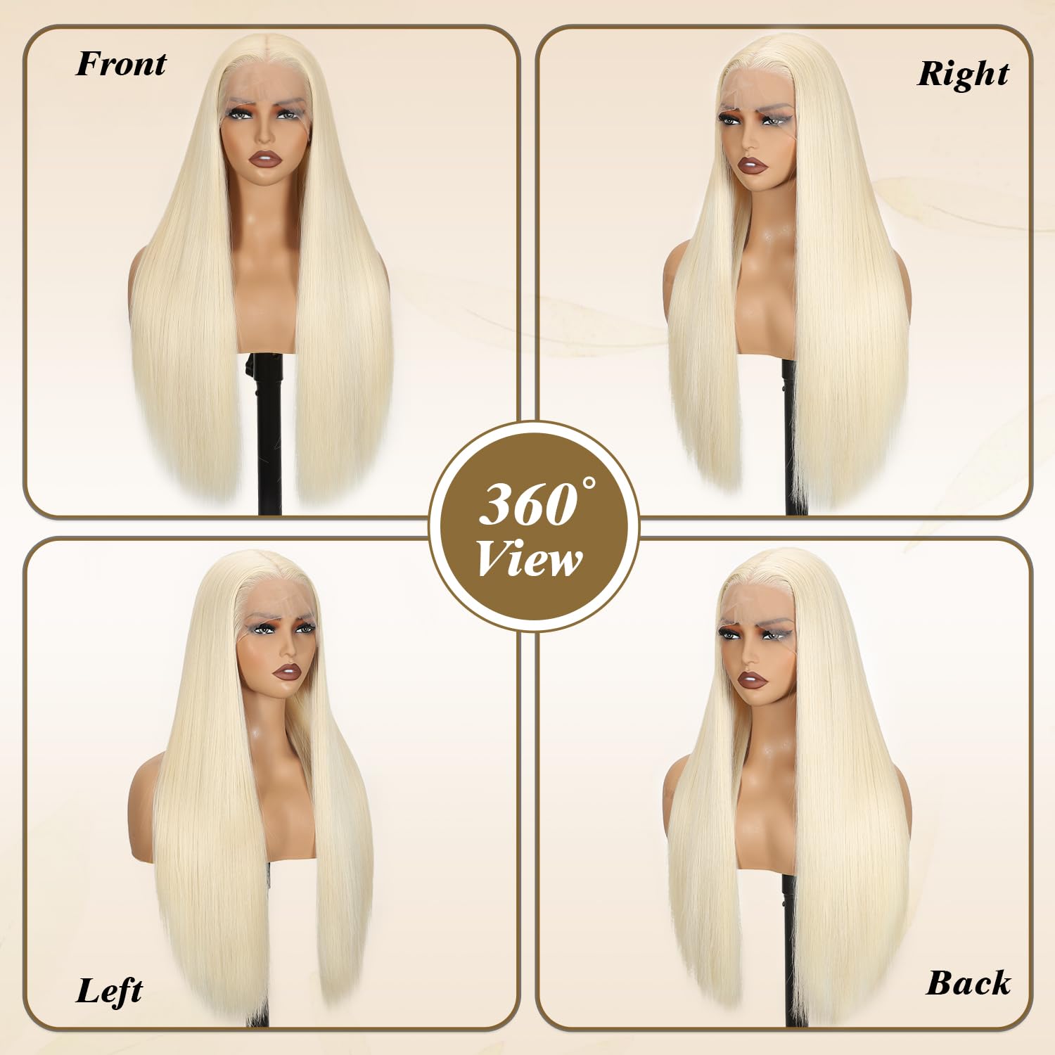 Long Blonde Straight Wig for Women 30inch/76cm Synthetic Lace Front Wig Pre Plucked Natural Hairline Synthetic Heat Resistant Fiber for Daily Party Use (613 Blonde Colored Wig)