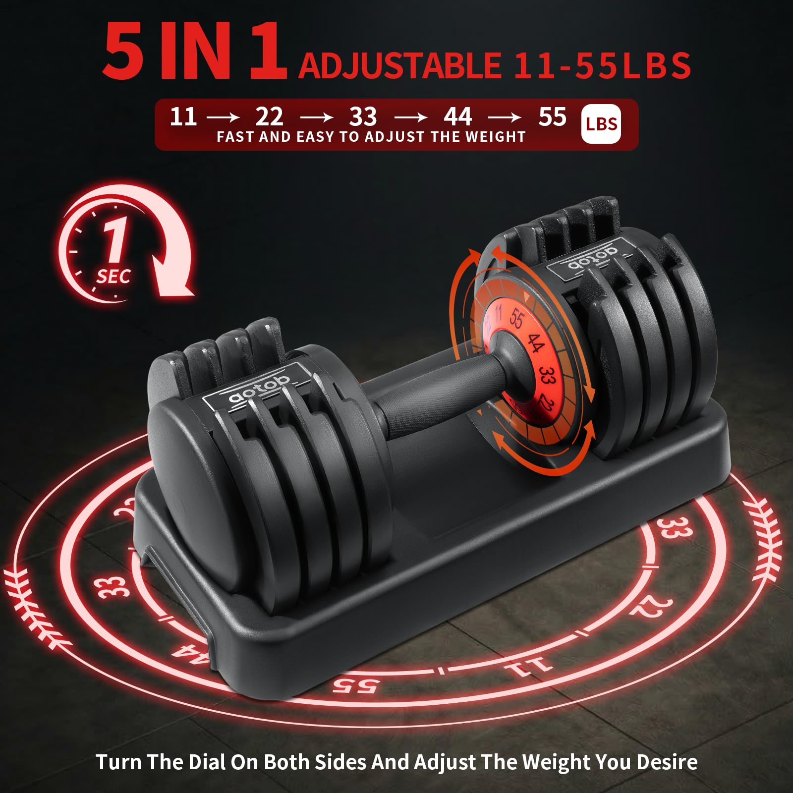55lbs (Pair) Adjustable Dumbbell Set, Dumbbells Weight with Anti-Slip Fast Adjust Turning Handle, Sets for Men and Women, Exercise Pair for Home Gym
