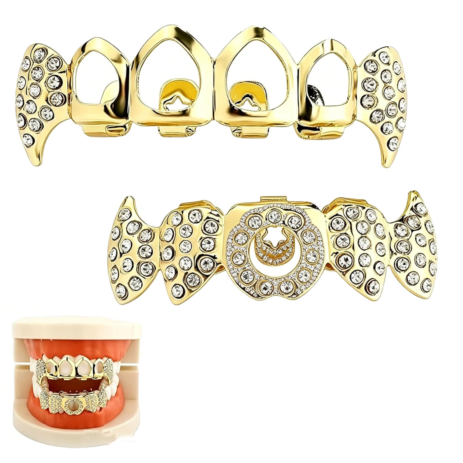 2-Piece Teeth Grillz Set, Fake Braces for Hip-Hop Artists and Fashion Enthusiasts, Tooth Jewellery for Stage Performances and Photo Shoots, With Alloy Base-image-36