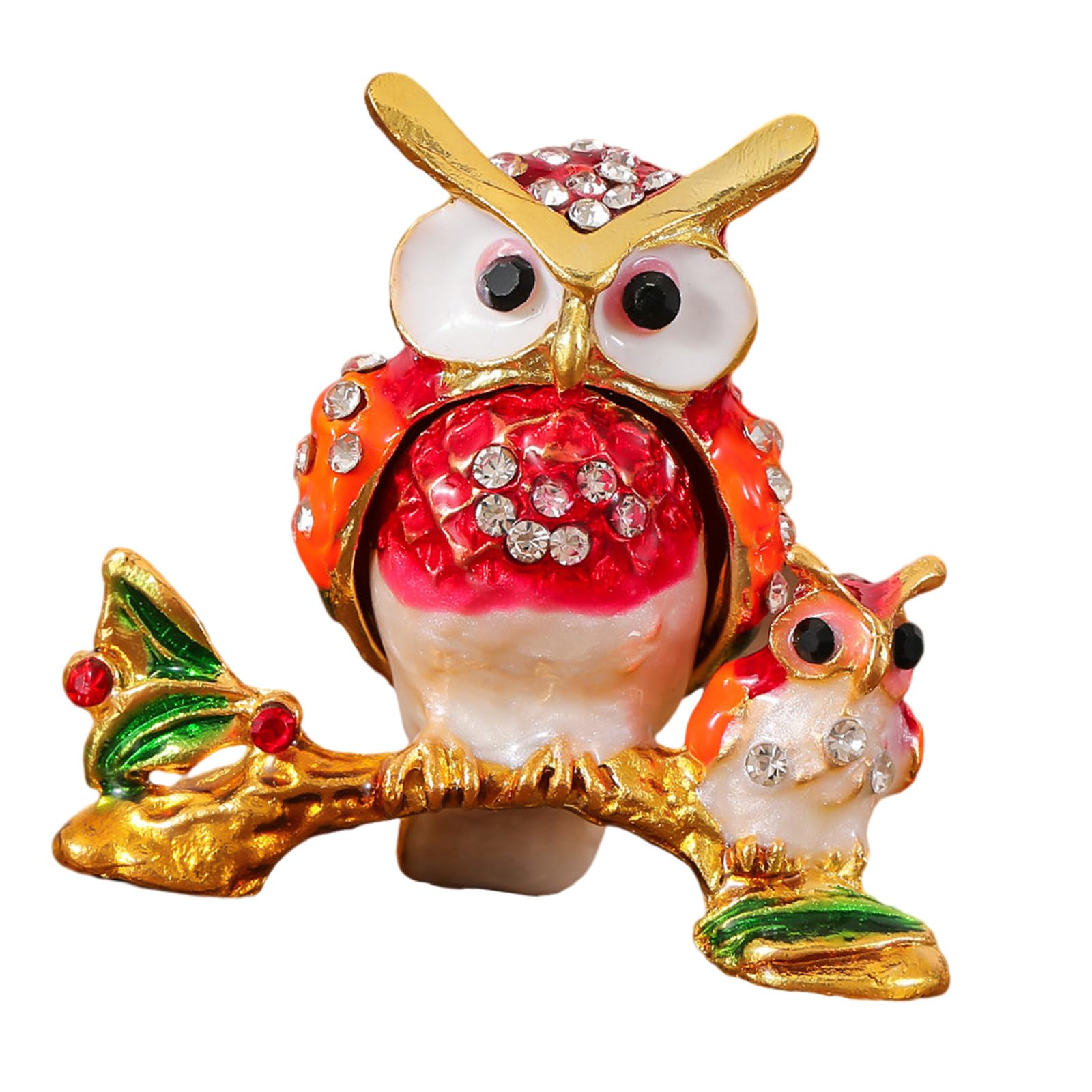 HDOYTXXM Stylish Owl Inspired Jewelry Holder with Multiple Compartments Strong Alloy Decorative Box Modern Jewelry Display Case
