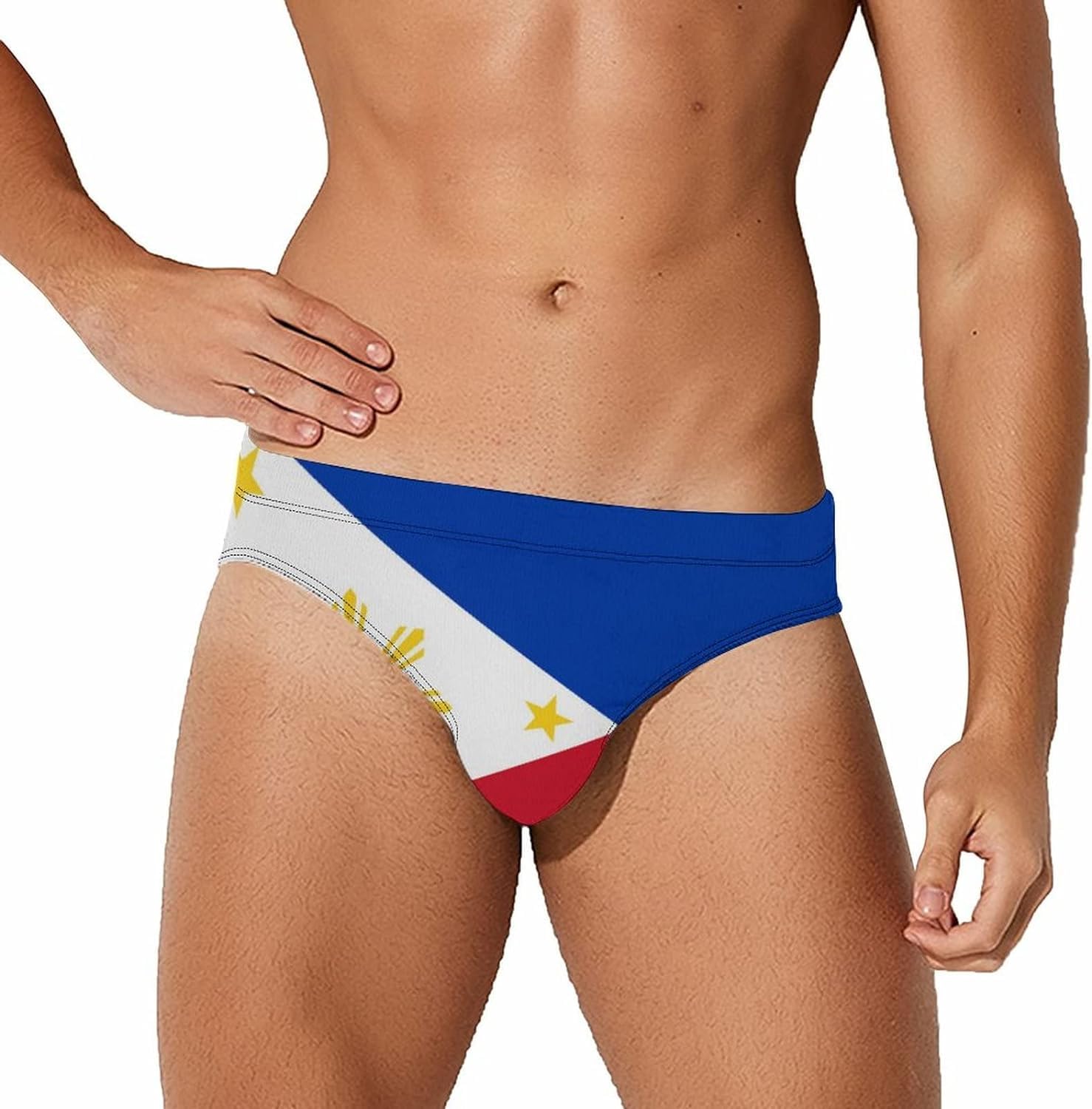 Republic of The Philippines National Flag Men's Swimwear Briefs Swim Trunk Triangle Thong Bikini Swimsuit