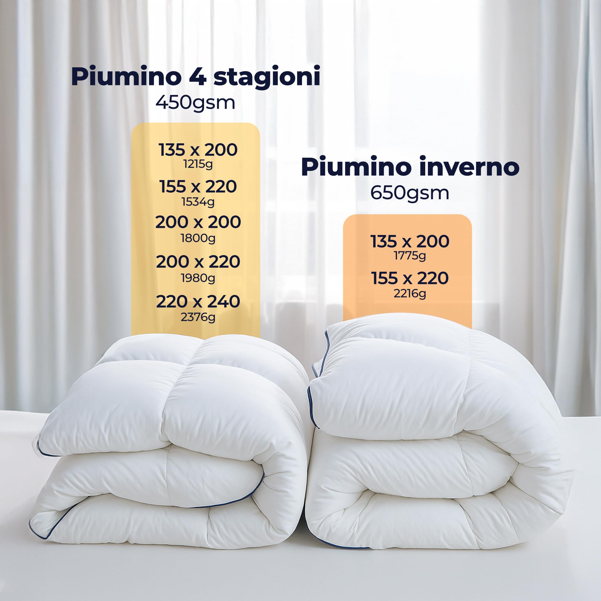 Dreamzie - Piumino in Piuma Matrimoniale 4 Stagioni Piuma Ultraconfortevole 220x240 cm - Piume e Plumón d'Anatra 450gsm – Certificato Oeko-Tex, RDS e Downpass