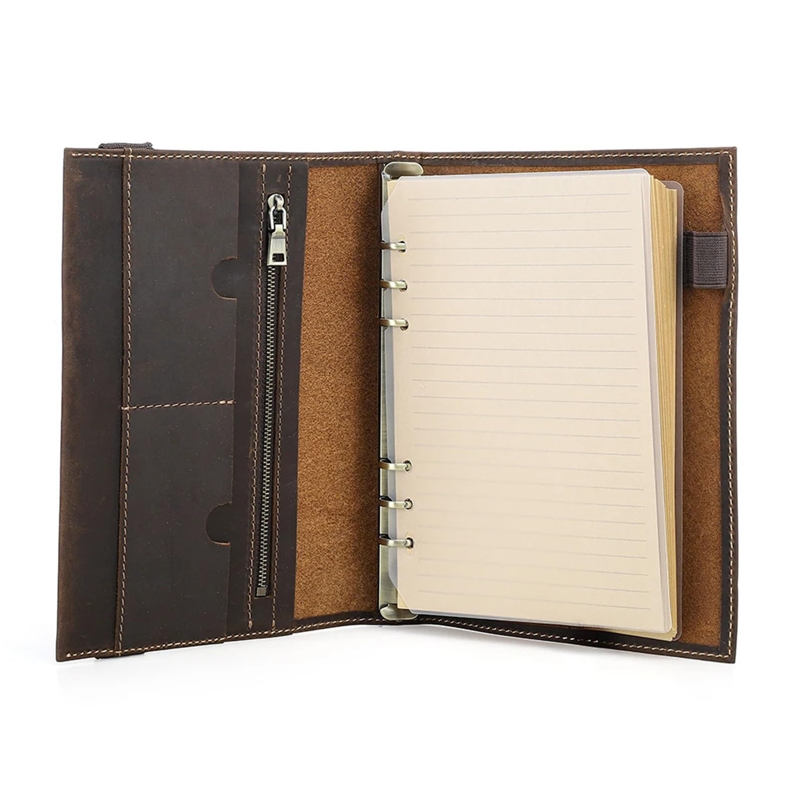Quaderno A5 retrò in morbida pelle, raccoglitore ad anelli, carta a fogli mobili for studenti, ufficio, scuola, cancelleria