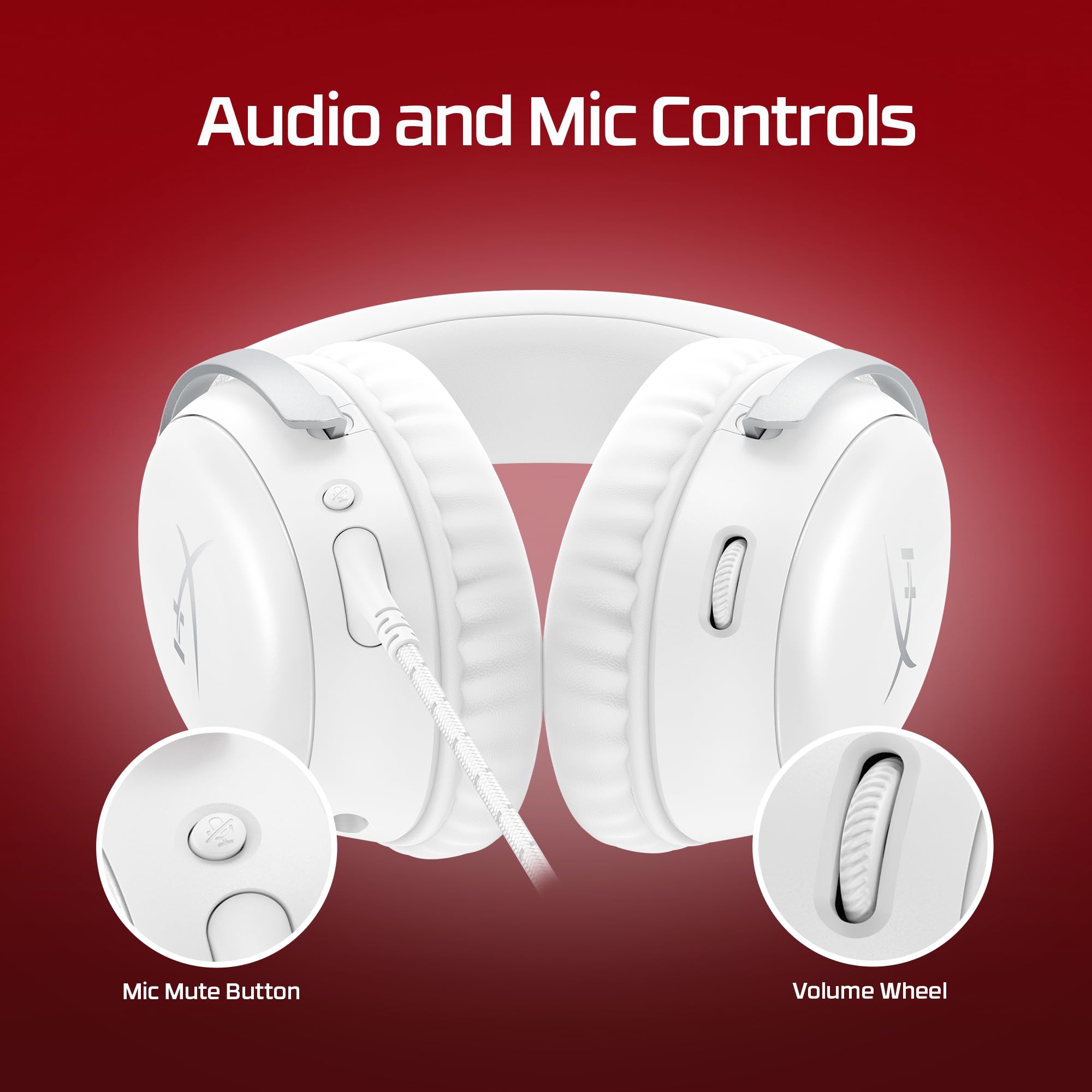 HyperX Cloud III – Wired Gaming Headset, PC, PS5, Xbox Series X|S, Angled 53mm Drivers, DTS, Memory Foam, Durable Frame, Ultra-Clear 10mm Mic, USB-C, USB-A, 3.5mm – White