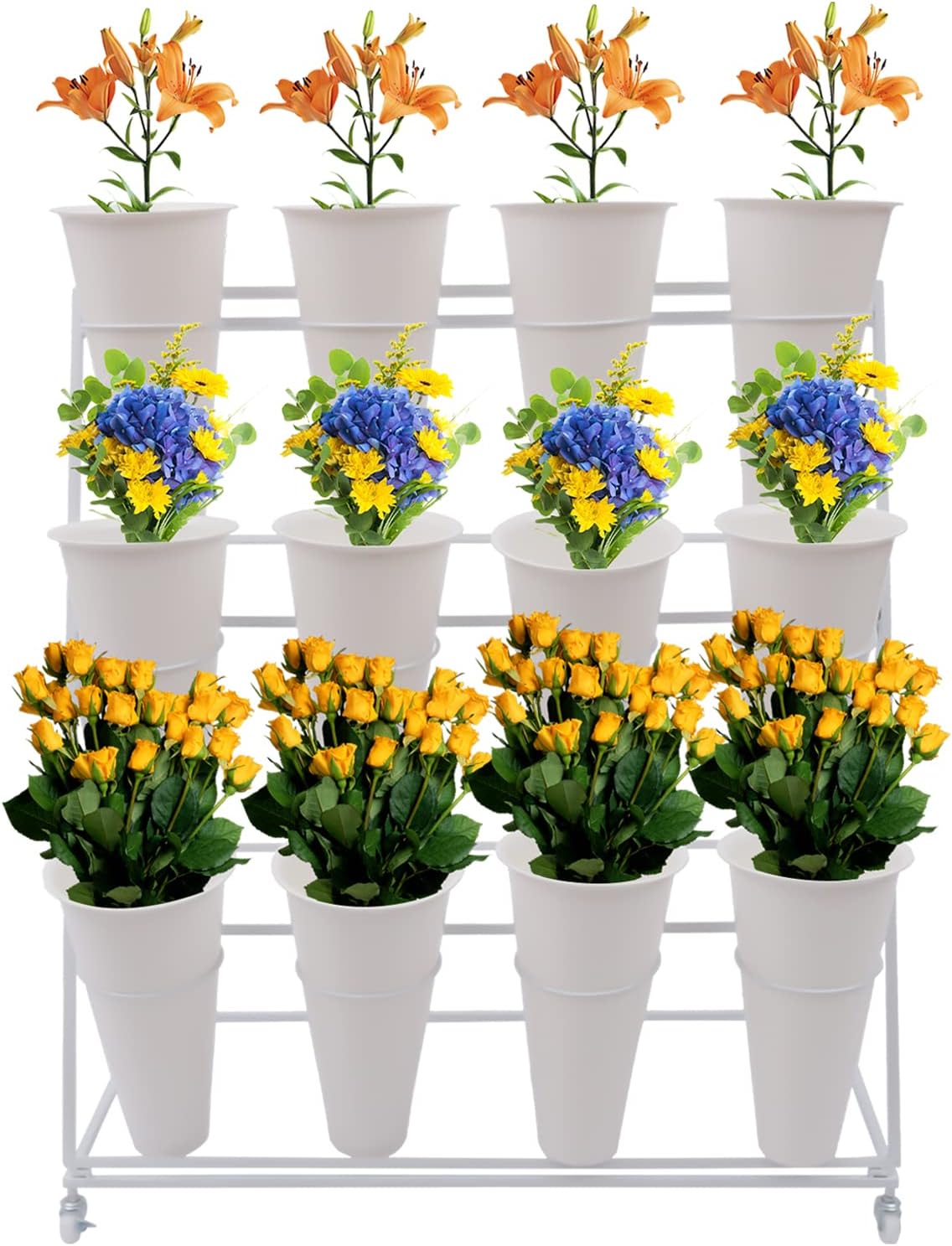 Flower Display Stands with 12 Buckets, Flower Buckets for