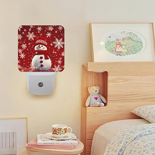 Miniatura 5 de Luz nocturna de muñeco de nieve de Navidad, paquete de 2 luces nocturnas de Navidad enchufables, sensor inteligente del atardecer al amanecer, luz