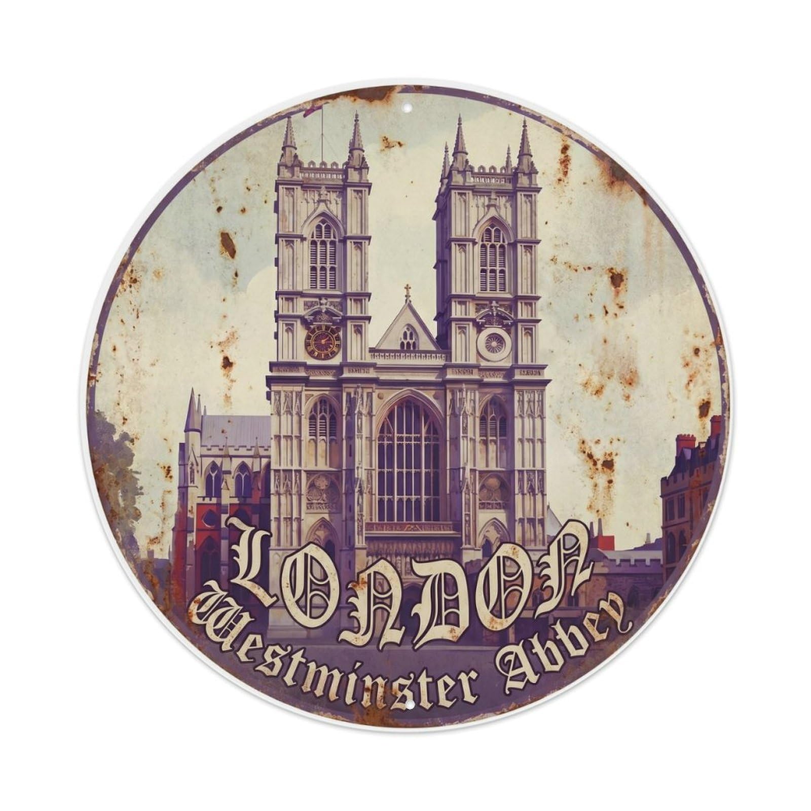 Fqnyr Style Vintage Travel London Westminster Abbey Metal Tin Sign