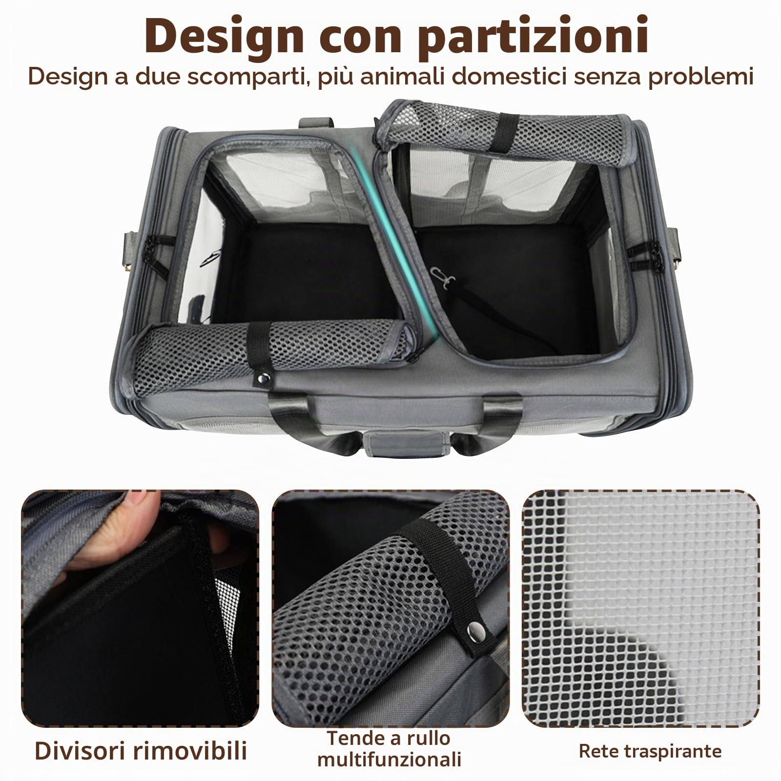 Galatée Passeggino Per Animali Domestici, Borsa Da Viaggio Per Cani Con Ruote Removibili, Borsa Portatile Per Gatti, Zaino Pieghevole, Da Viaggio, Da Campeggio, All'Aperto(Nero)